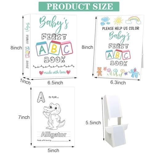 hongpar Baby's First ABC Book Baby Shower Activity Keepsake Game, ABC Coloring Baby Shower Guest Book Alternative, Baby's First Alphabet Coloring Book, Alphabet A to Z Coloring Pages - Image 3
