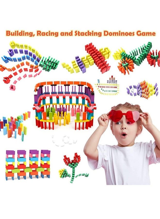 ستوريو مجموعة مكعبات الدومينو الخشبية من ستوريو، 120 قطعة، 12 لونًا، لعبة تعليمية للأطفال، لعبة سباق الدومينو - Image 5