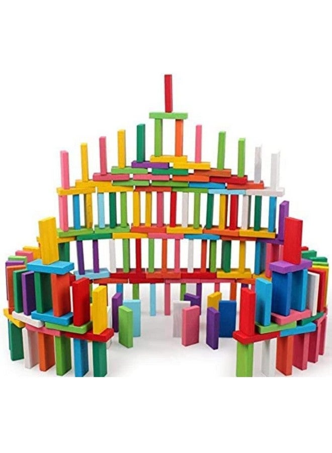 ستوريو مجموعة مكعبات الدومينو الخشبية من ستوريو، 120 قطعة، 12 لونًا، لعبة تعليمية للأطفال، لعبة سباق الدومينو - Image 4