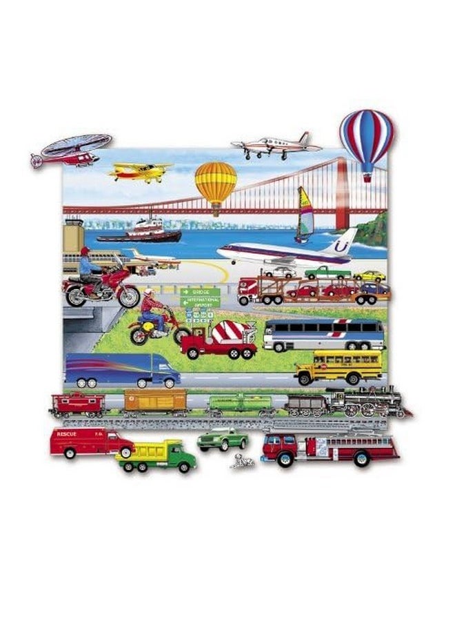 ليتل فوك فيجوالز مجموعة Little Folk Visuals Felt Fun: قطارات وشاحنات وطائرات، مجسمات من الفلانيل/اللباد مقطوعة مسبقًا مع لوحة لعب مثبتة مقاس 13 × 15 بوصة، مجموعة من 24 قطعة  - Image 2