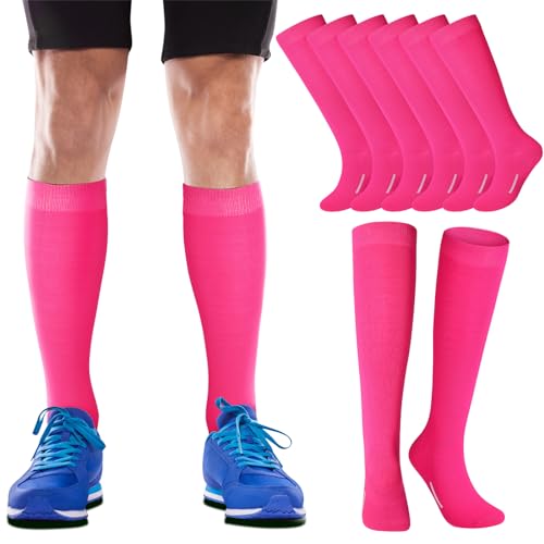 Haysandy 12 Pairs Youth Socks Bulk Soccer Football Softball Baseball Socks for Athletic Girls Kids Youth Adults Team SportHot PinkM - Image 3