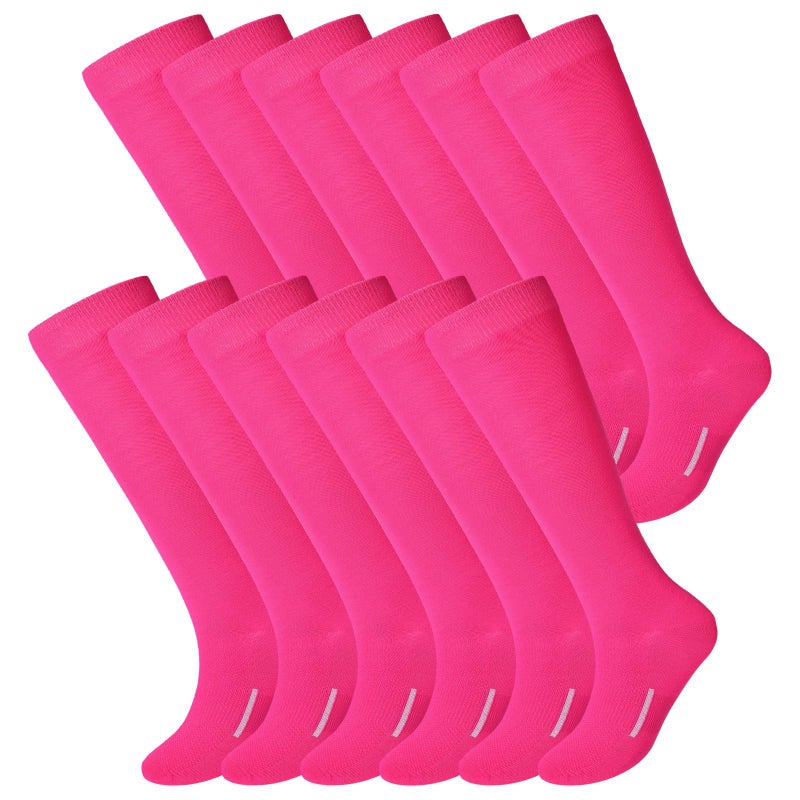 Haysandy 12 Pairs Youth Socks Bulk Soccer Football Softball Baseball Socks for Athletic Girls Kids Youth Adults Team SportHot PinkM - Image 2