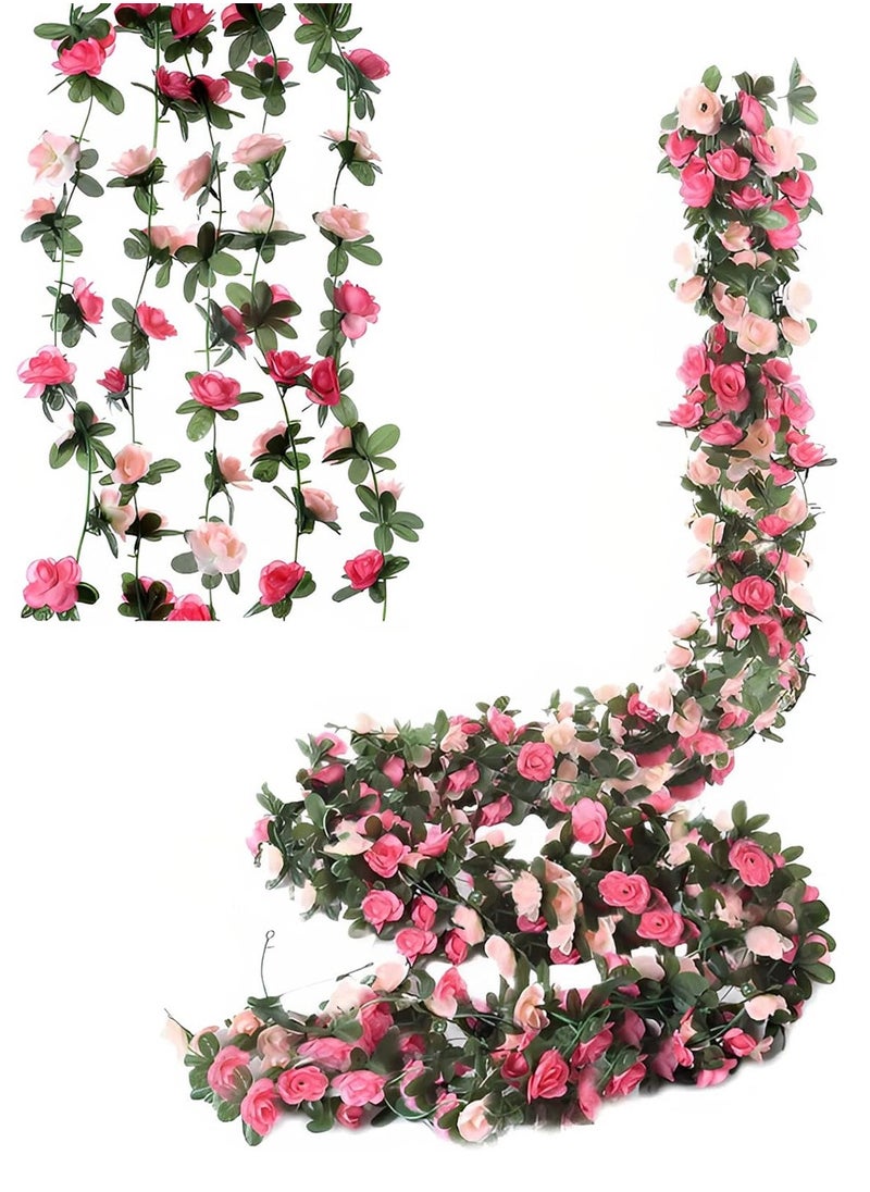 MIXDE 5 Pack 98 inch Artificial Rose Vine Flower, Garland Fake Rose Vine Hanging Rose Ivy Flower Plants Artificial,Home Hotel Office Weddin Party Garden Craft Art Decor  - Image 1