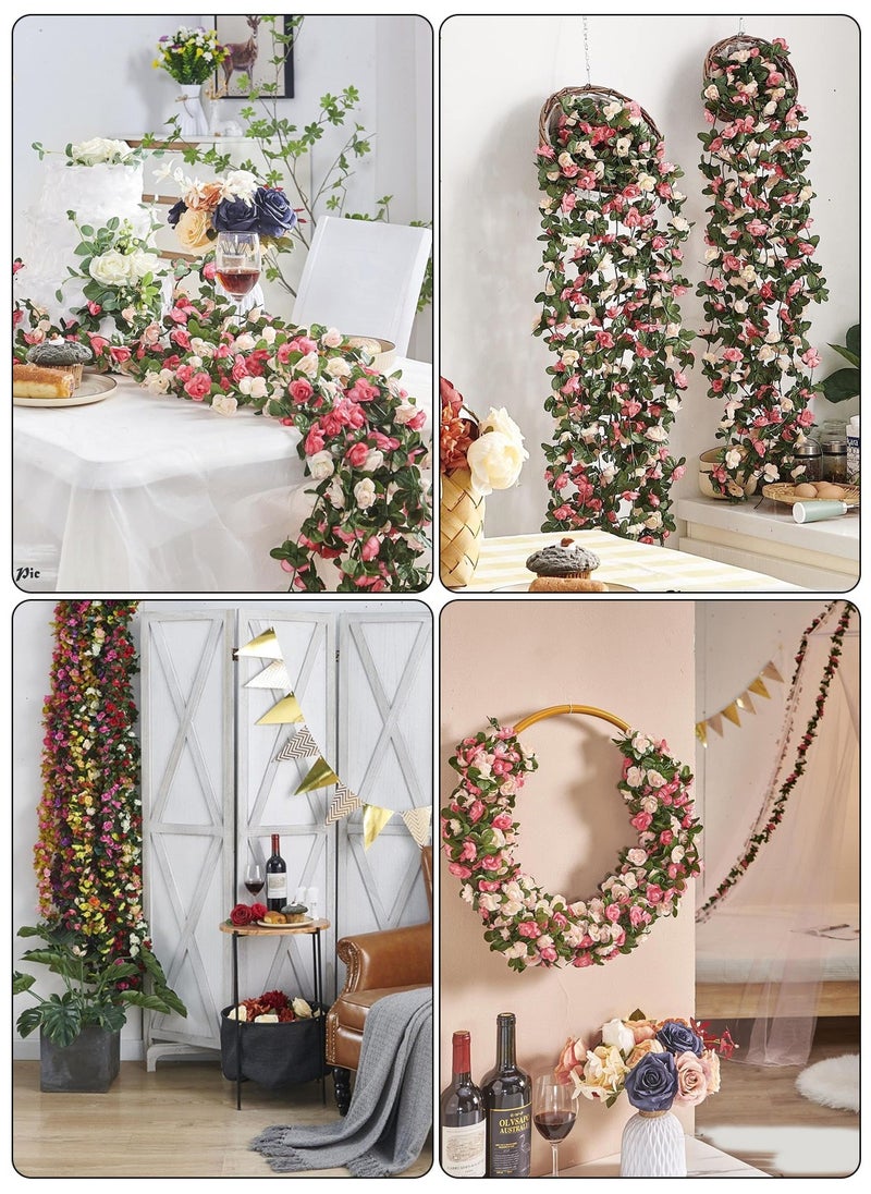 MIXDE 5 Pack 98 inch Artificial Rose Vine Flower, Garland Fake Rose Vine Hanging Rose Ivy Flower Plants Artificial,Home Hotel Office Weddin Party Garden Craft Art Decor  - Image 5