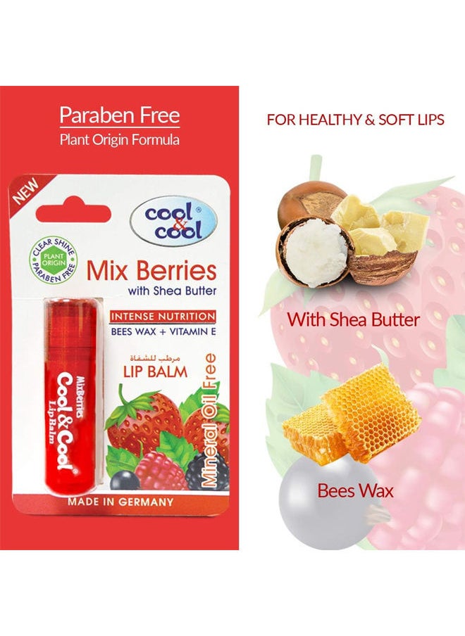 Cool & Cool - Intense Nutrition Bees Wax + Vitamin E Lip Balm - Mix Berries with Shea Butter 4.6g - Image 1