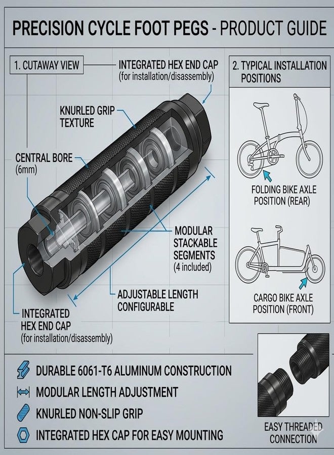 Wavva® Aluminum Rear Foot Pegs/Foot Rest Set for Cycle Stunts - Perfect for Kids and Adults on All Bicycles. (All-Season) - Image 4