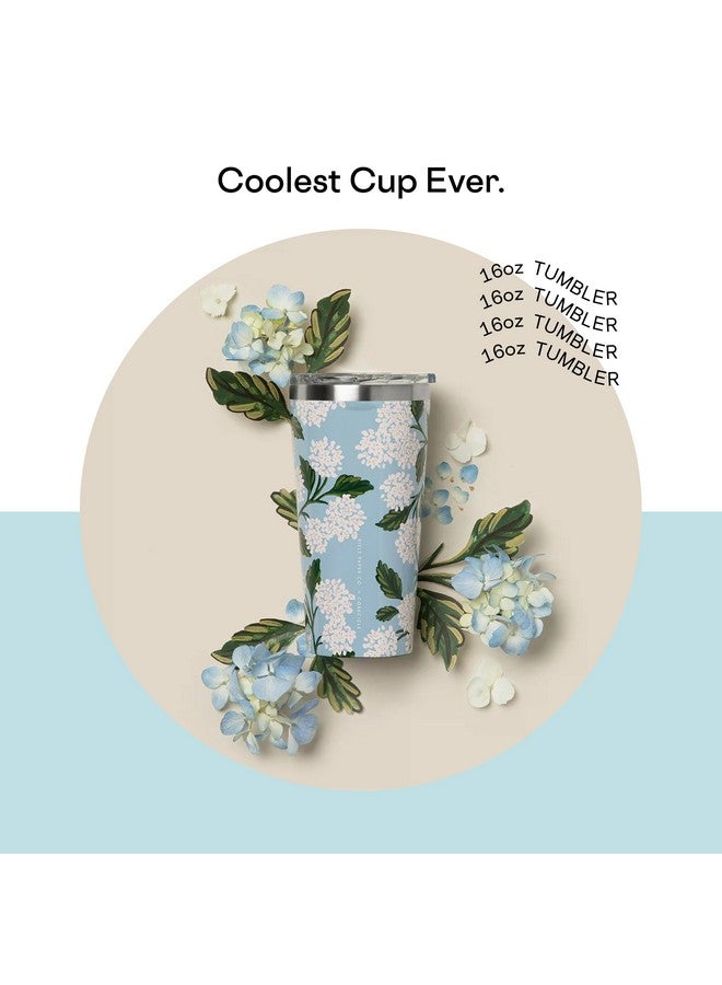 CORKCICLE كوب سفر من تومبلر ريفل بيبر كو. معزول ثلاثي من الفولاذ المقاوم للصدأ، خالي من BPA، يحافظ على المشروبات باردة لمدة 9 ساعات وساخنة لمدة 3 ساعات، 16 أونصة، هيدرانجيا - Image 3