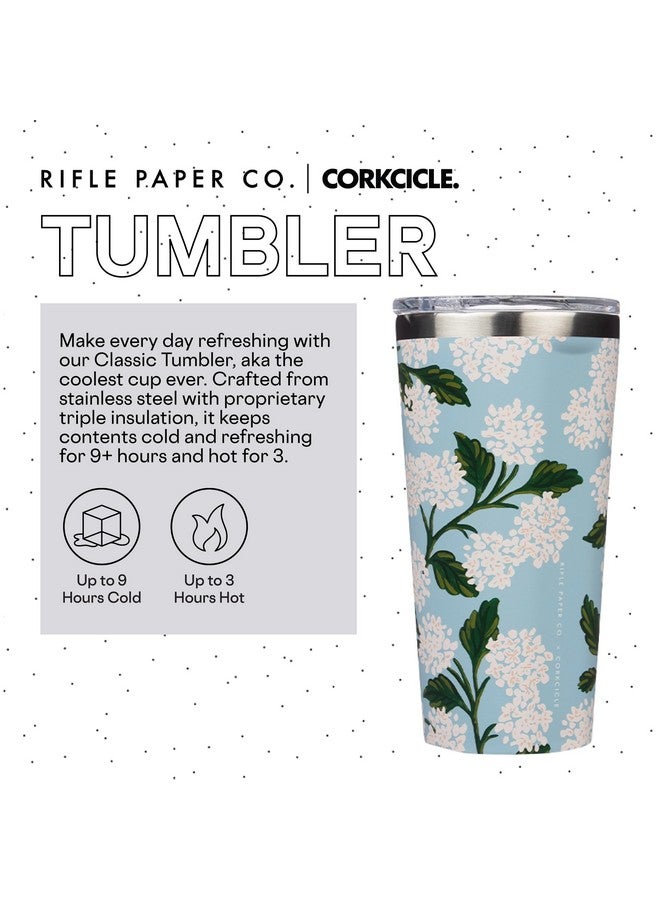 CORKCICLE كوب سفر من تومبلر ريفل بيبر كو. معزول ثلاثي من الفولاذ المقاوم للصدأ، خالي من BPA، يحافظ على المشروبات باردة لمدة 9 ساعات وساخنة لمدة 3 ساعات، 16 أونصة، هيدرانجيا - Image 2