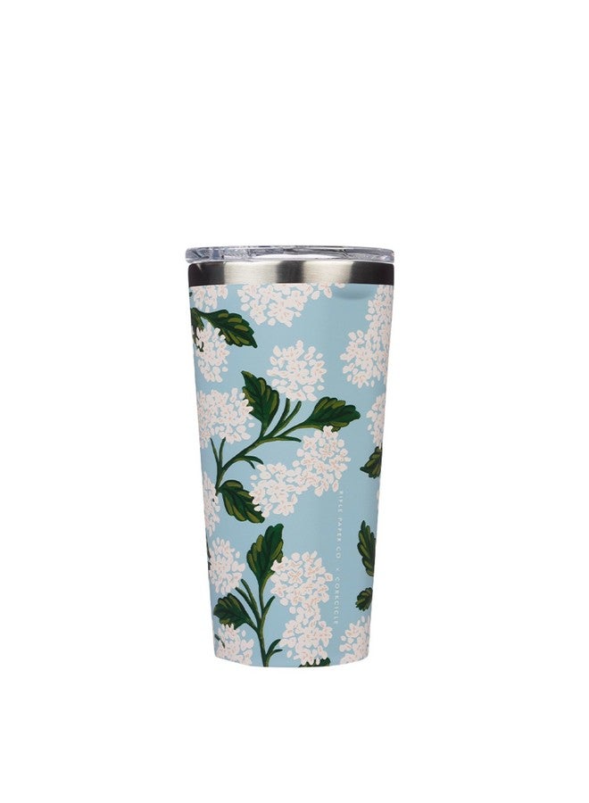 CORKCICLE كوب سفر من تومبلر ريفل بيبر كو. معزول ثلاثي من الفولاذ المقاوم للصدأ، خالي من BPA، يحافظ على المشروبات باردة لمدة 9 ساعات وساخنة لمدة 3 ساعات، 16 أونصة، هيدرانجيا - Image 1