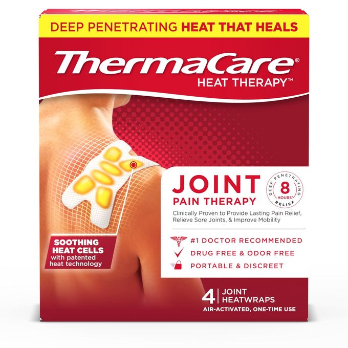 ThermaCare Portable Heating Pads Adhesive Disposable HeatWraps for Joint Muscle Pain Relief MultiPurpose DrugFree Therapy with Flexible Fit 4Count - Image 1