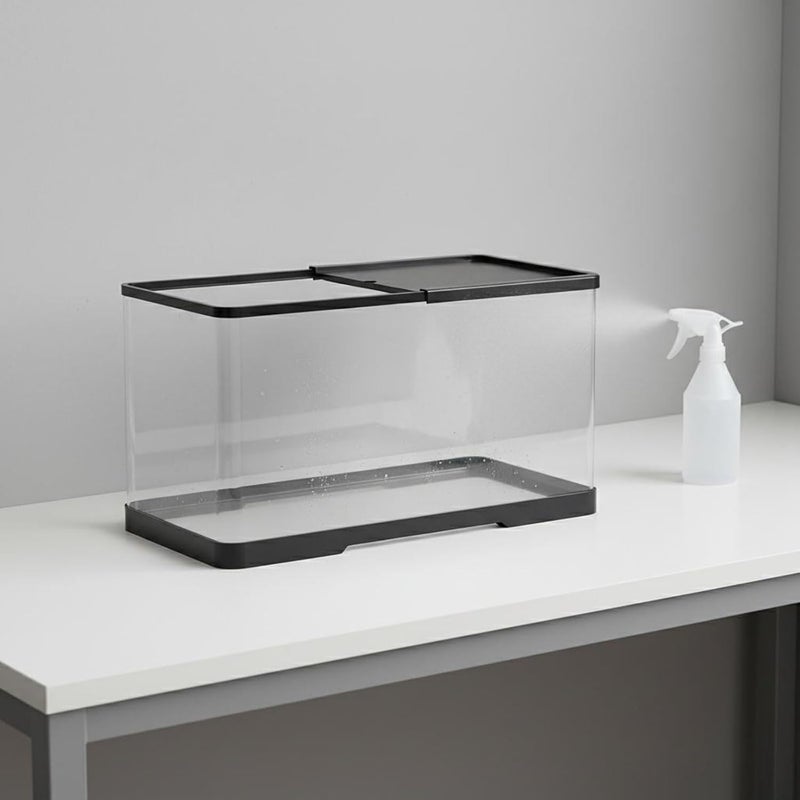 Transparent Reptile Habitat Easy Clean Arachnid Habitat Box Acrylic Arachnid Enclosure for Amphibian Keepers, Black, M - Image 4