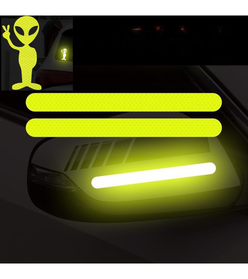 Blue Car Reflective Stickers 7pc Set for Mirrors Rear Vehicle Bicycle Motorcycle Safety Warning - Image 3