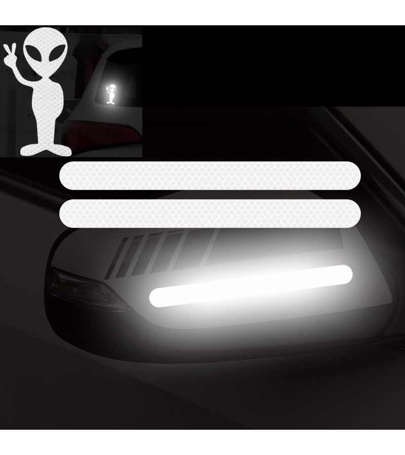 Blue Car Reflective Stickers 7pc Set for Mirrors Rear Vehicle Bicycle Motorcycle Safety Warning - Image 2