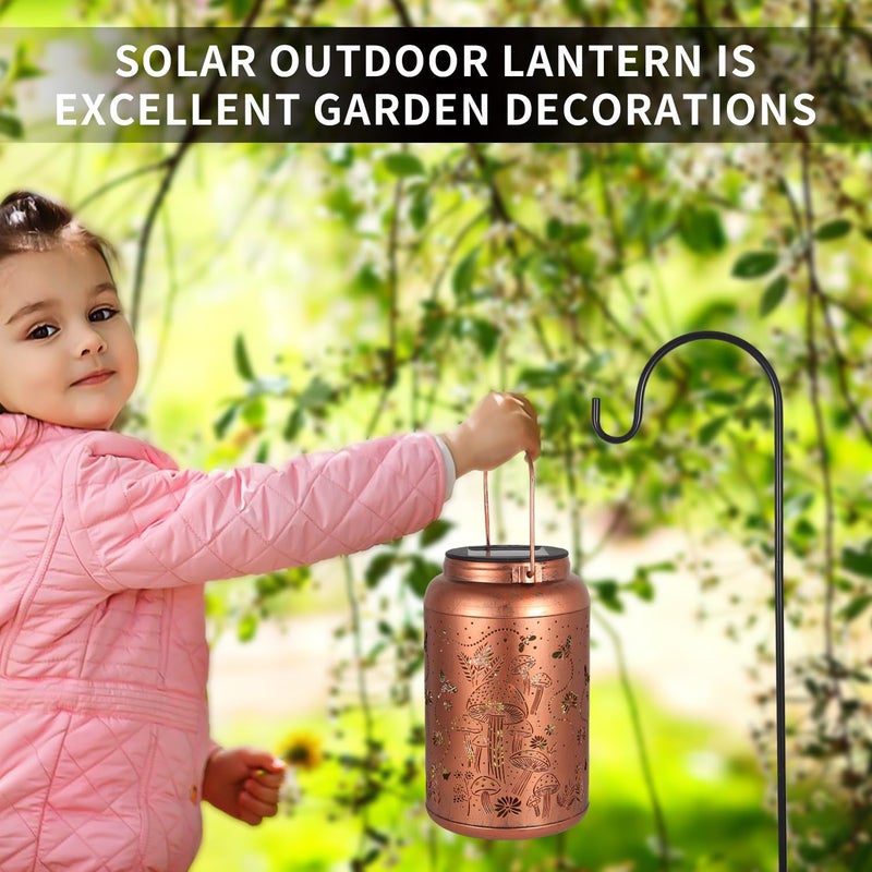 Tepaken Solar Lanterns Outdoor Waterproof Bee Mushroom Decoration Gifts for Women Mon Grandma Hanging Solar Lights for Outside Metal LED Lanterns for Yard, Patio, Garden Decor - Image 5