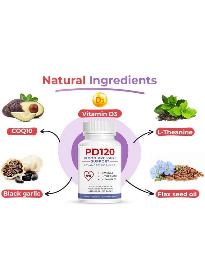 PD120 مكملات ضغط الدم العالي الطبيعية مستخلص الثوم الأسود عديم الرائحة أقراص مكملات ضغط الدم العالي خفض ضغط الدم 60 كبسولة - Image 3