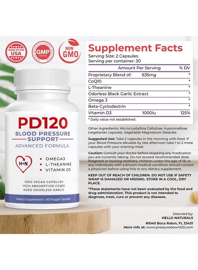 PD120 مكملات ضغط الدم العالي الطبيعية مستخلص الثوم الأسود عديم الرائحة أقراص مكملات ضغط الدم العالي خفض ضغط الدم 60 كبسولة - Image 5