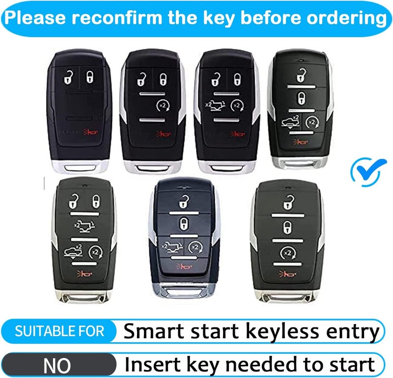 Tukellen Dodge Ram 1500 Key Fob Cover, Soft TPU Case Protector, 4/5/6-Button, Silver - Image 2