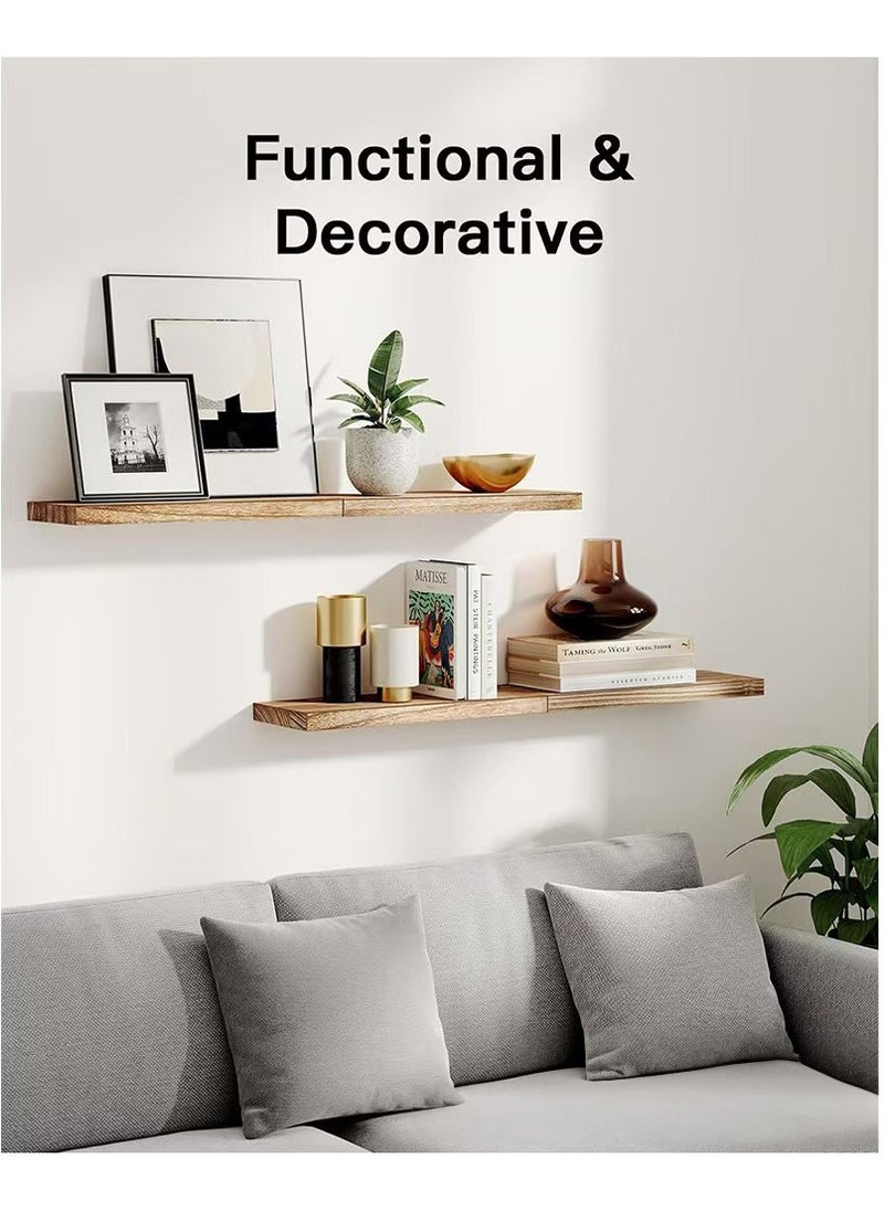 XiuWoo 3-Pack Wood Wall Mounted Floating Shelves, Rustic Display Shelves, Home Storage Rack, Hanging Shelf, Bathroom Organizer Shelf for Home, Office  - Image 3