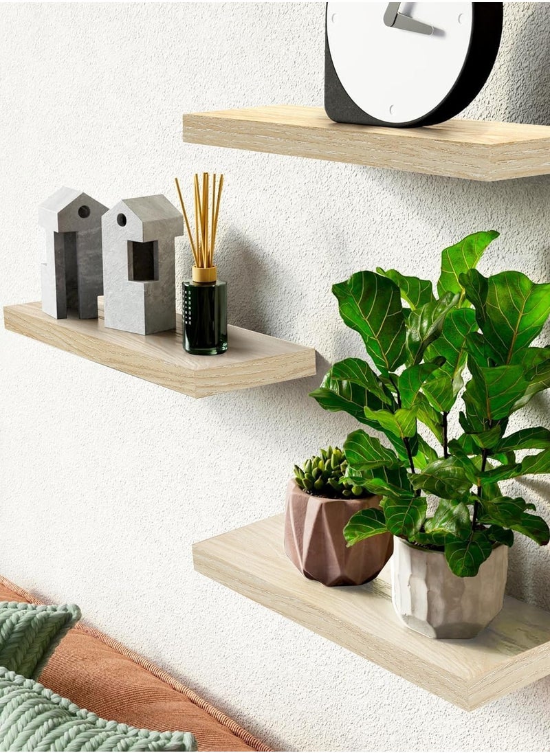 XiuWoo 3-Pack Wood Wall Mounted Floating Shelves, Rustic Display Shelves, Home Storage Rack, Hanging Shelf, Bathroom Organizer Shelf for Home, Office  - Image 4