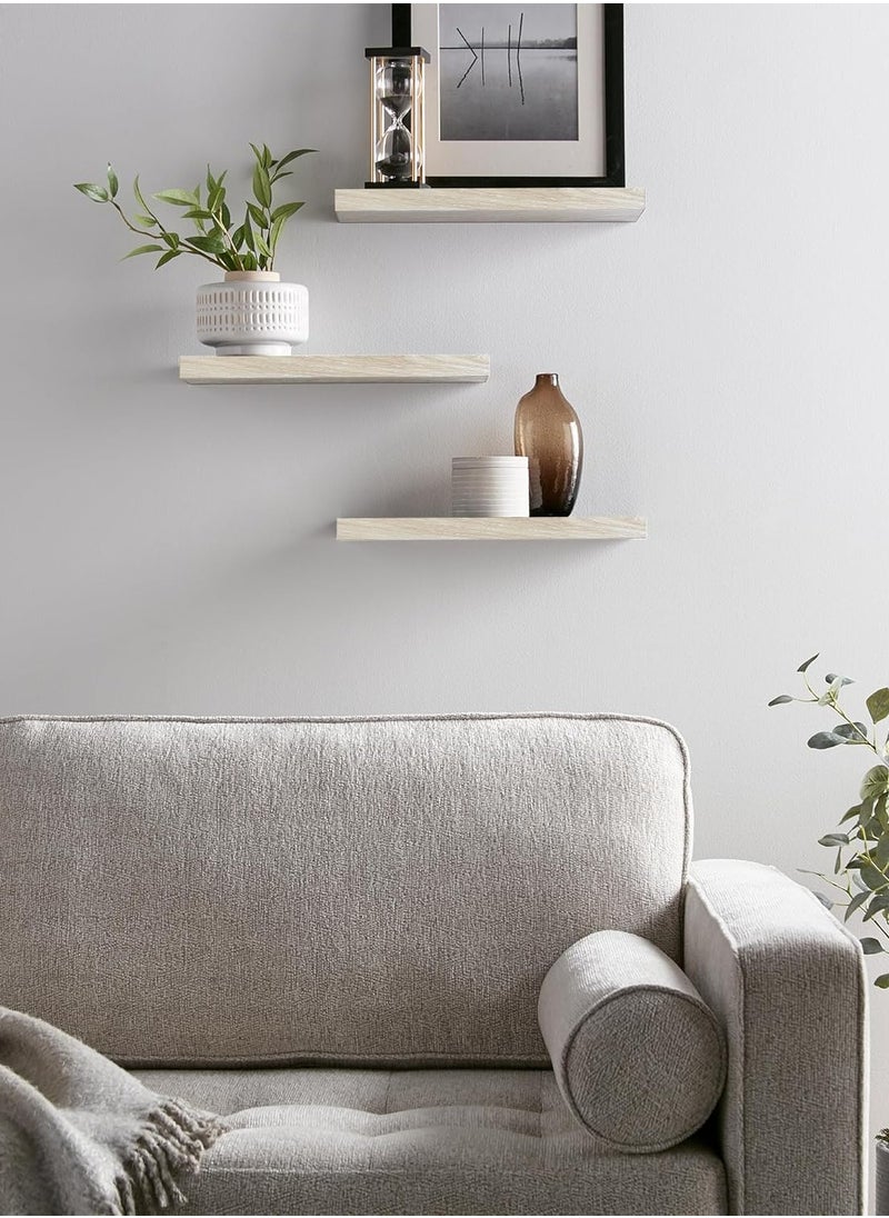 XiuWoo 3-Pack Wood Wall Mounted Floating Shelves, Rustic Display Shelves, Home Storage Rack, Hanging Shelf, Bathroom Organizer Shelf for Home, Office  - Image 5