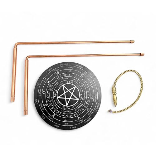 TREE MAISON CORONATING HOMES Copper Dowsing L- Rods Pair |Diameter-5 MM | Set of Board & Brass Pendulum| Aura Energy Checker | Finding Underground Water & Geopathic Stress | Dowser | Pendulum Assorted - Image 1