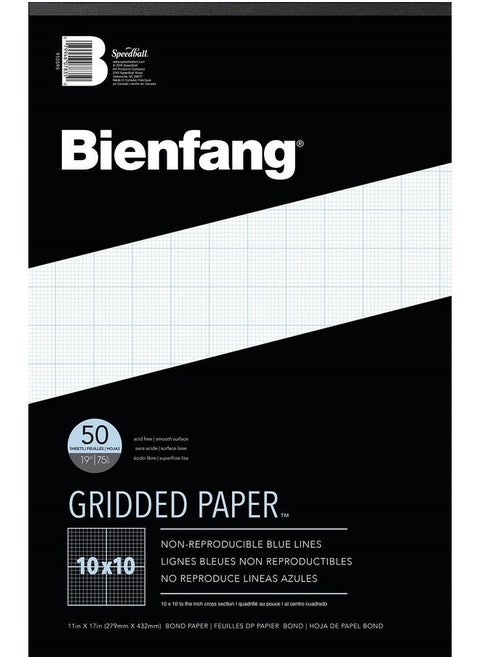 Designer Grid Paper Pad 10X10 Cross Section 11X17 Inches 50 Sheets