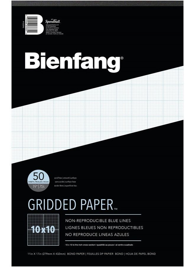 Designer Grid Paper Pad 10X10 Cross Section 11X17 Inches 50 Sheets