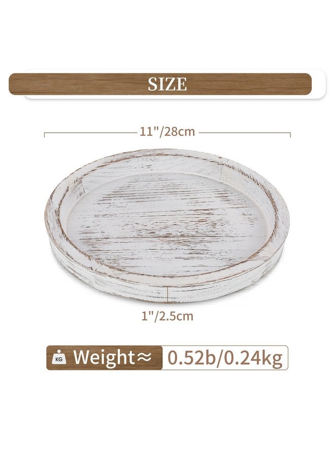Hanobe Hanobe Candle Plate Holder Tray: Round Wooden Decorative Candle Plate Small Farmhouse Table Centerpiece Rustic White Wood Tealight Pillar Trays for Christmas Wedding Halloween Home Decor - Image 4
