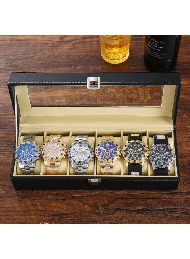 syta Six watches + leather gift box，Men's steel bracelet fashion party outfit watch  Water-proof watch，Business men's watches，Men's gifts ，Gentlemen's Gift Box - Image 1