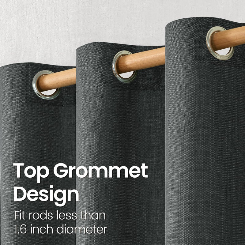 BGment الستائر القصيرة القصيرة لغرفة نوم 45 بوصة بطول الستائر الكتان الفوقية لنافذة صغيرة الحجم غير مشي - Image 5