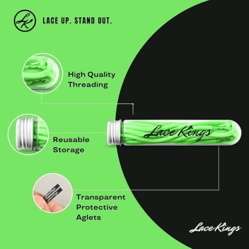 Lace Kings Round Shoelaces (Neon Green - 36in) - Image 2