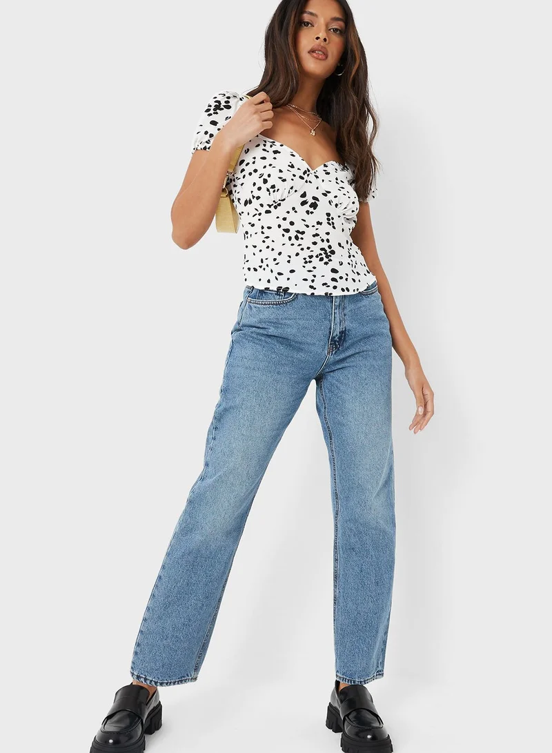 Missguided Open Back Printed Top