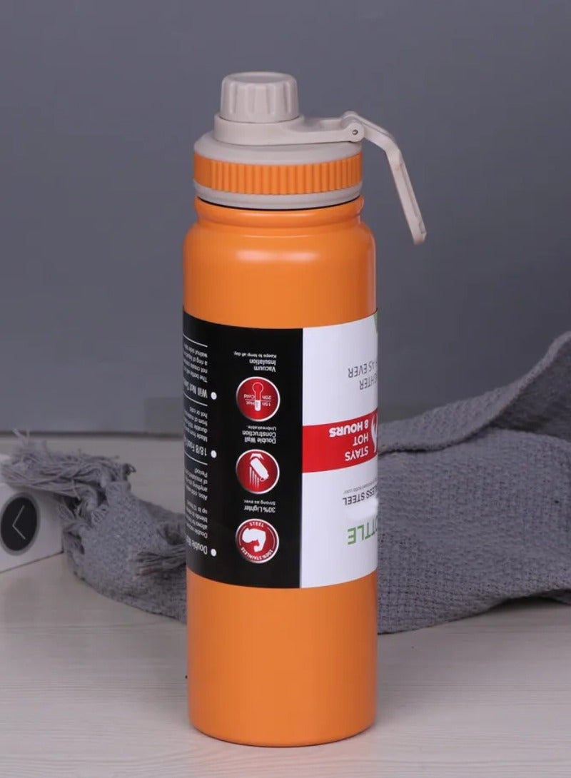 DIGI CORE Portable Water Bottles Space Double Layer Solid Steel 800ml Sports Fitness Bottle Large Capacity Cold Insulation Water Cup For Car Travel Outdoor BPA Free