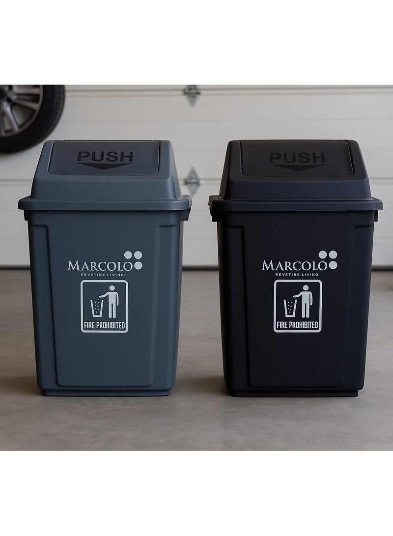 ماركولو سلة نفايات 20 لتر بغطاء دفع – رمادي | حاوية قمامة بلاستيكية متينة ومقاومة للأشعة فوق البنفسجية للاستخدام المنزلي والمكتبي - Image 5