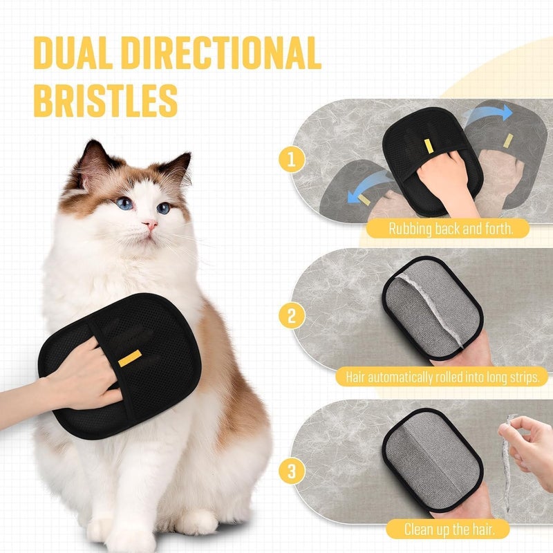 JICOOT Pet Hair Removal Glove for Cats & Dogs, 2025 Newly Upgraded Five-Finger Electrostatic Pet Hair Gloves, Reusable Pet Hair Remover Tool for Clothing, Couch, Carpet, Car Seat - Image 3
