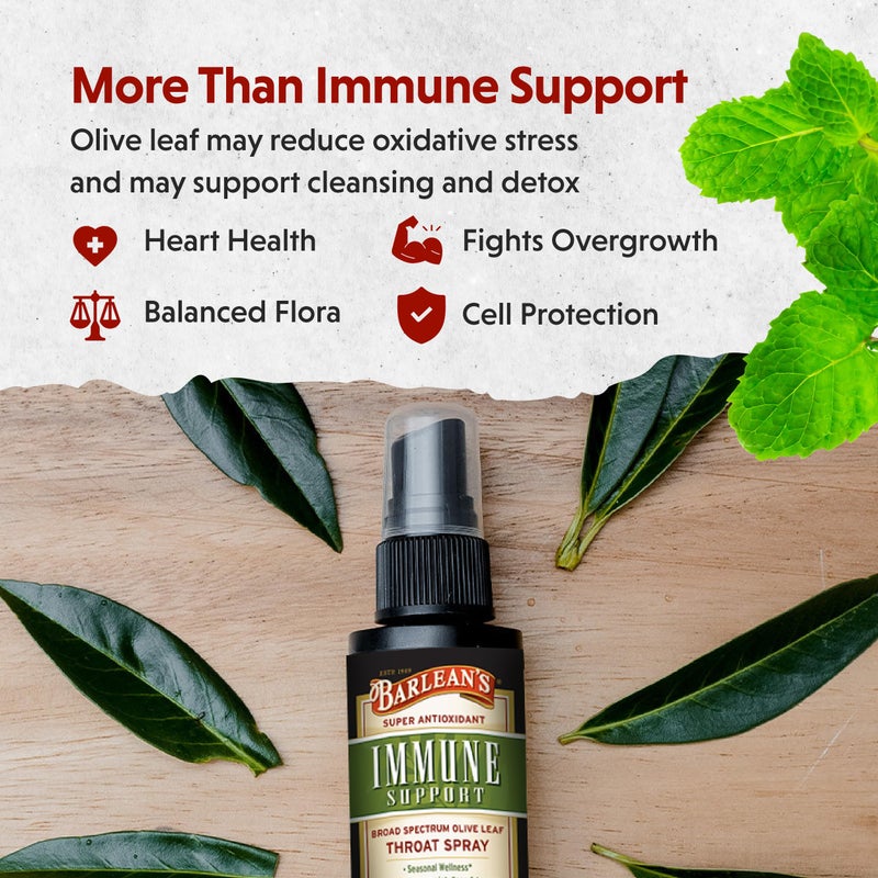 Barlean's Olive Leaf Complex Throat Spray, Immune Support Supplement with Peppermint, Lemon, and Sage for Itchy Throat Relief, Liquid Blended Extract, 1.5 oz - Image 3