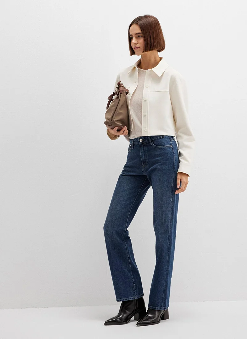 مافي Jane Dark Shaded Classic Denim Jean Pants