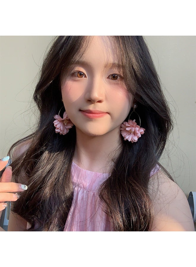 Goolsky أقراط زهور وردية مزروعة للنساء - مجوهرات أسلوب موري الحلوة، تصميم زهور من الراتنج/المينا، دبابيس مضادة للحساسية، حفلات الحدائق، الشاطئ، الاستخدام اليومي - Image 2