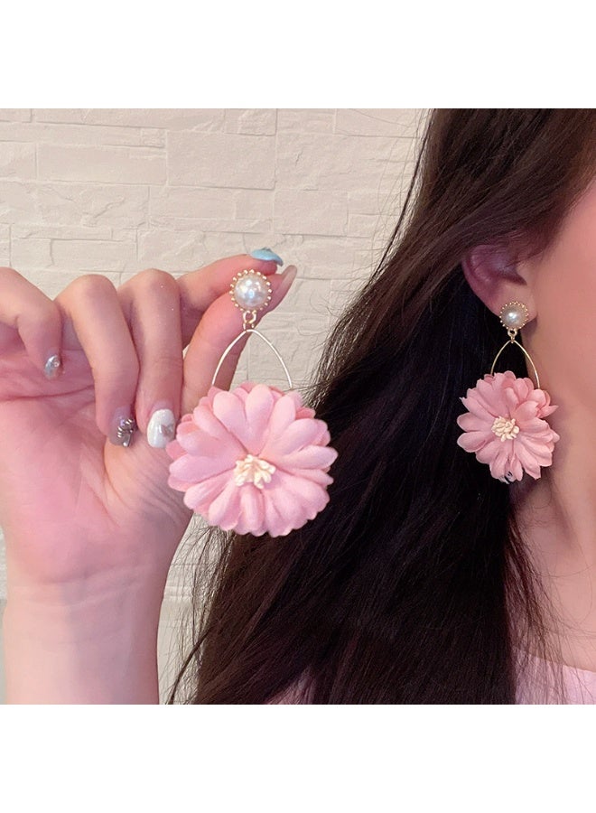 Goolsky أقراط زهور وردية مزروعة للنساء - مجوهرات أسلوب موري الحلوة، تصميم زهور من الراتنج/المينا، دبابيس مضادة للحساسية، حفلات الحدائق، الشاطئ، الاستخدام اليومي - Image 5