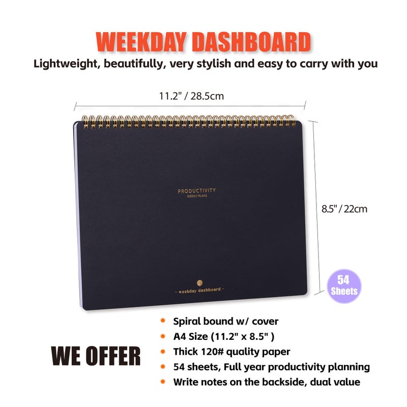 ZERONE CENTRE Weekday To Do List Notepad - 5-Day Undated Weekly Schedule Plan Your Daily Tasks, Goals, Events, Appointments, Shopping - Multi Project Management Planner Notebook for Work - Image 2