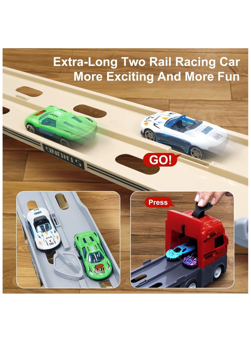81 Inch Long Toy Cars Catapult Transport Car Truck Carrier with 6 Race Toy Cars Construction Vehicle Truck Boy Toys for Age 3-7 Toddlers Kids Girls Birthday  - Image 5