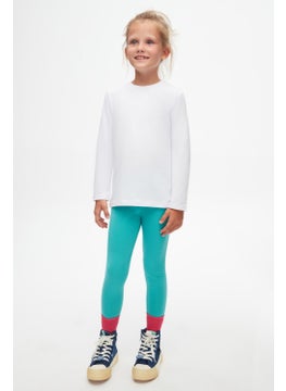 White Basic Unisex Kids Seasonal Zero Collar Long Sleeve T-Shirt
