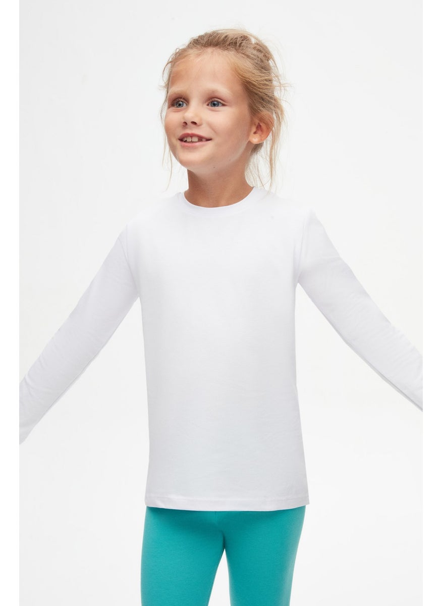 Lovetti - White Basic Unisex Kids Seasonal Zero Collar Long Sleeve T-Shirt - Image 1