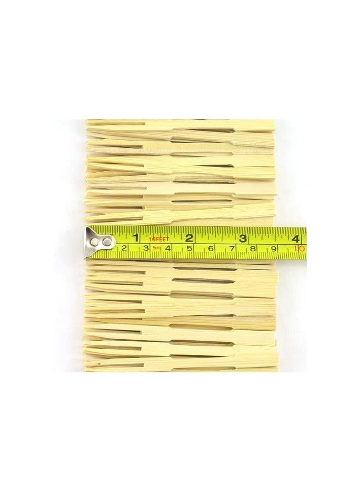 sokany 50 Pieces  Bamboo Forks 9cm, Mini Food Picks for Party, Banquet, Buffet, Catering, And Daily Life. Two Prongs - Blunt End Toothpicks for Appetizer (Beige) - Image 2