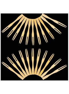 sokany 50PCS Bamboo Forks 9cm, Mini Food Picks for Party, Banquet, Buffet, Catering, And Daily Life. Two Prongs - Blunt End Toothpicks for Appetizer (Beige)  - Image 3