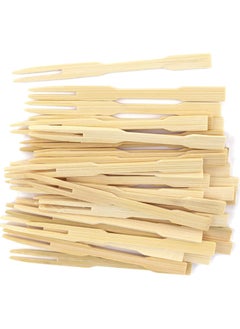 sokany 50PCS Bamboo Forks 9cm, Mini Food Picks for Party, Banquet, Buffet, Catering, And Daily Life. Two Prongs - Blunt End Toothpicks for Appetizer (Beige)  - Image 4