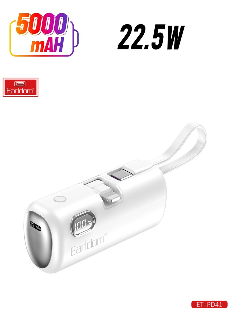 Earldom Mini 5000mAh Power Bank – 22.5W Fast Charging Portable PD41 Powerbank - Image 1