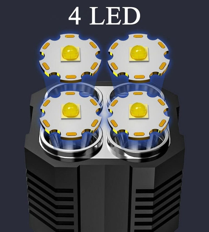 PIHARVA PIHARVA LED Flashlight USB Rechargeable High Lumens Tactical Light with Sidelight 4X LED Zoomable Handheld Super Brightest Flashlights Portable Torch for Outdoor Camping Emergency Lantern - Image 5