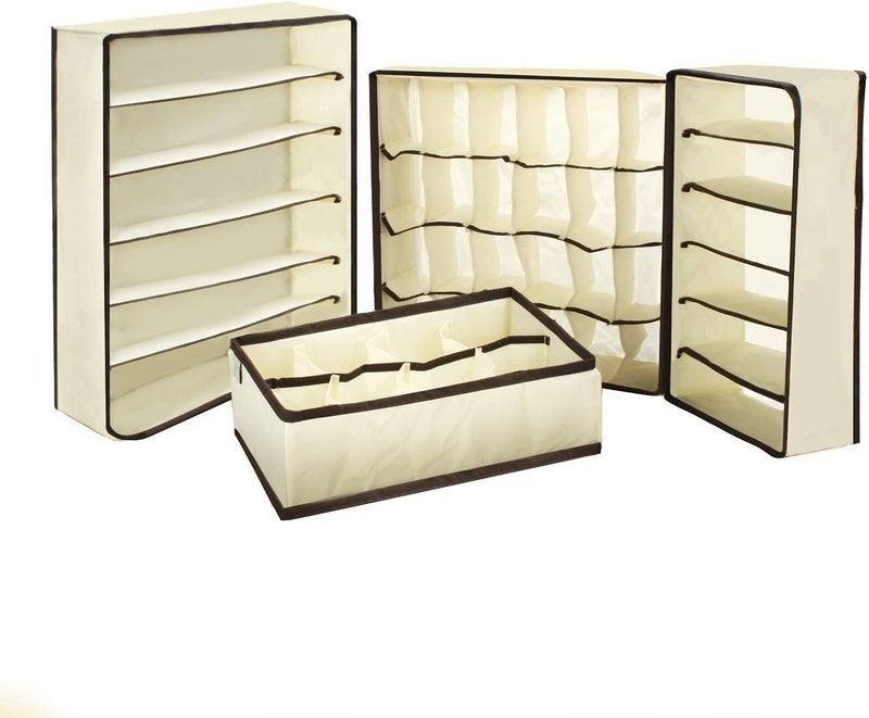 JUGTE JUGTE Foldable Storage Box Drawer Divider Organizer Closet Storage Boxes for Lingerie Bra Tie Socks Organizer Set of 4 pcs - Image 2