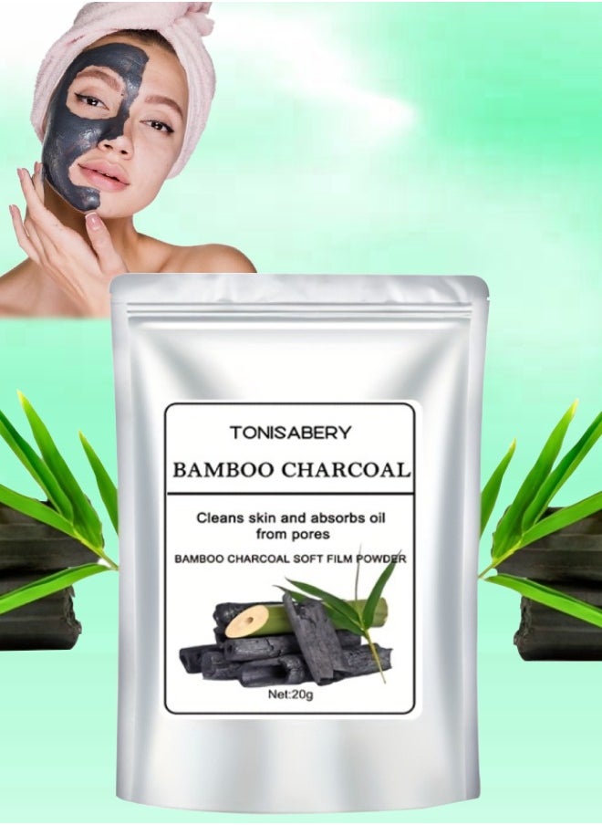 TONISABERY - Bamboo Charcoal Facial Mask Powder Peel Off Face Mask Cleans Skin and Absorbs Oil from Pores Mask Soft Film Powder Cool Oil Control Tighten Pores and Repair Redness and Dry Itching 20g - Image 1